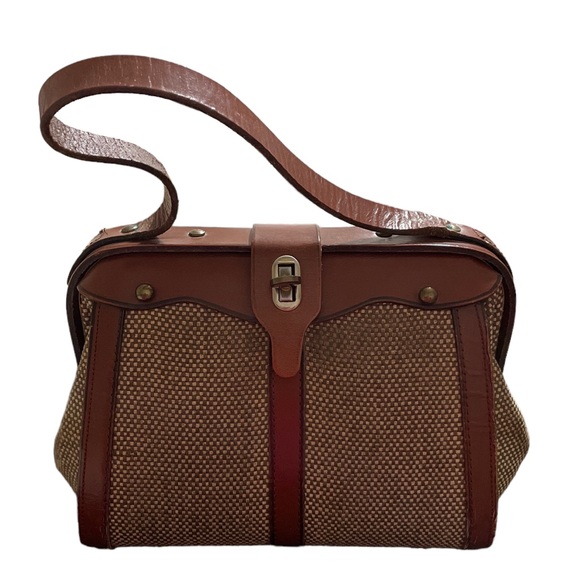Burlington Bags Vintage Burlington Browntan Tweed With Chestnut